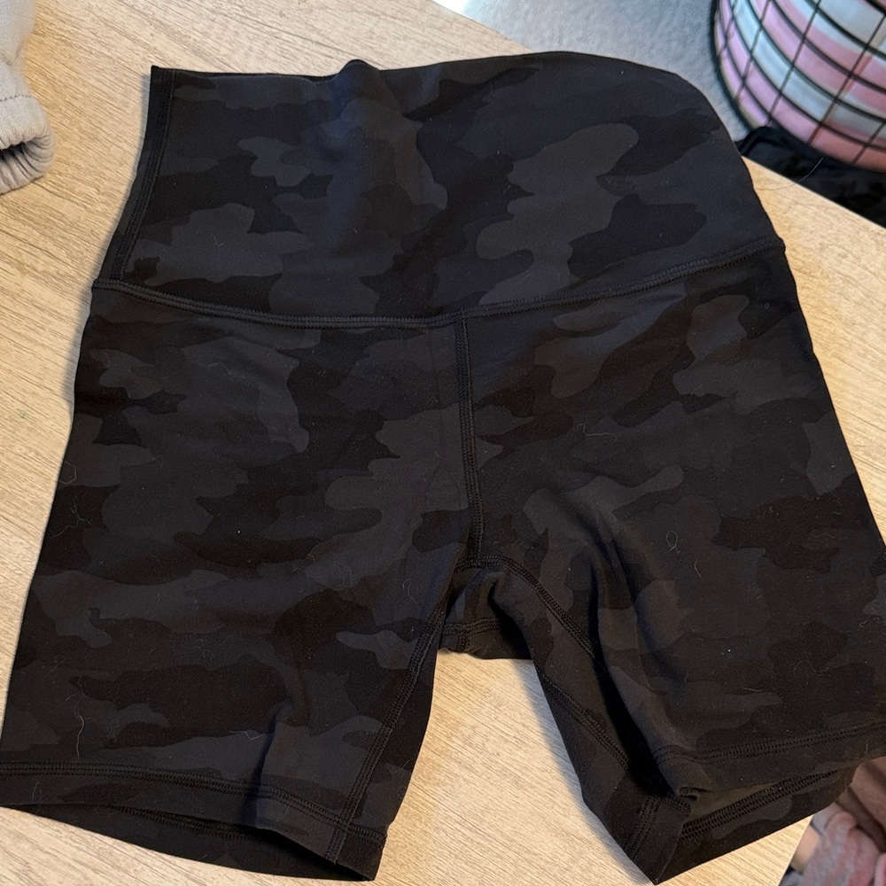 High-Waist Black Camo Women’s Bike Shorts